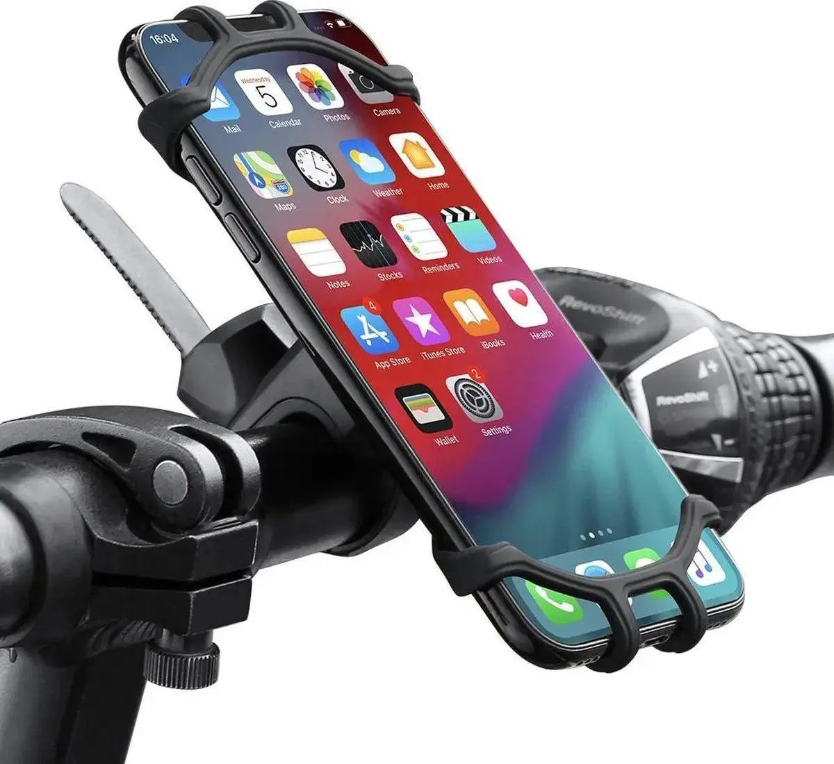 Flexibele siliconen fiets- en motors telefoonhouder, 360 graden draaibaar, geschikt voor smartphone en scooter, geschikt voor fietsaccessoires