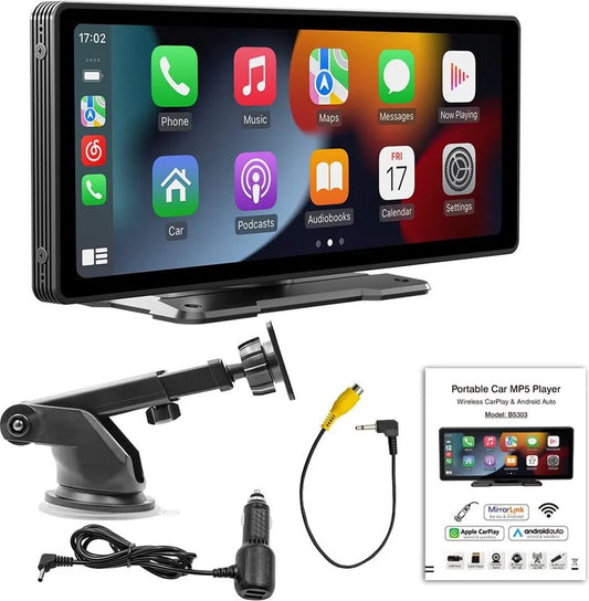 Draagbaar Apple Carplay-scherm, draadloze Android auto / camera - megaspullen.nl
