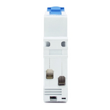 Een 1-fase aardlekautomaat van 16 ampère, zwart en compact, geschikt voor beveiliging van elektrische installaties.