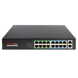 16 PoE switch van Megaspullen.nl met 16 poorten voor netwerkapparaten, zwart, compacte netwerkswitch met Power over Ethernet.