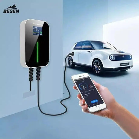 Autolader APP Type 2 met 6 meter kabel, 1 fase, geschikt voor elektrisch laden, zichtbaar op de afbeelding