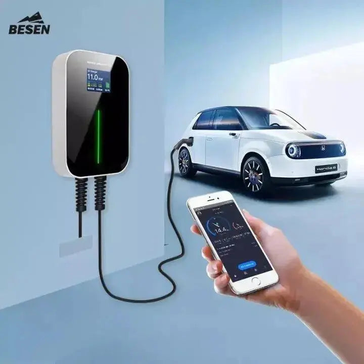Type 2 autolader met 22kW vermogen en 6 meter kabel, geschikt voor elektrische voertuigen, merk megaspullen.nl
