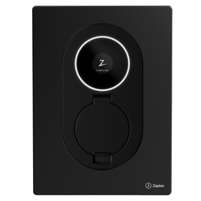 Zaptec Go 2 laadpaal met Type 2 socket, 22 kW, 4G en WiFi, load balancing voor elektrische auto's.
