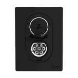 Zaptec Go laadpaal met socket, zwart, tot 22 kW, 4G en WiFi, automatische load balancing voor thuisgebruik.